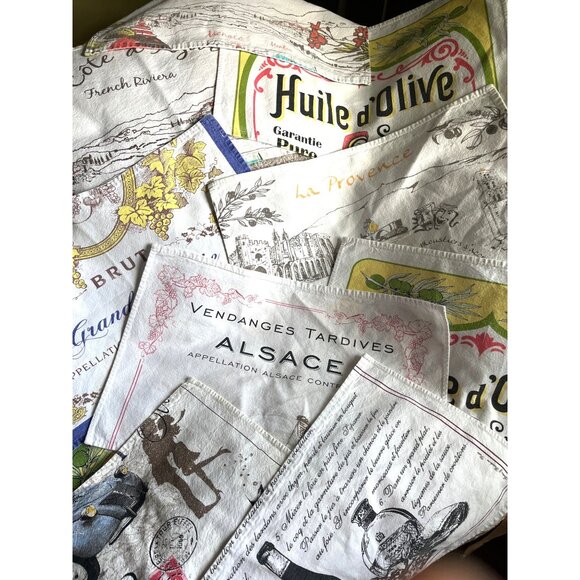 French Place Mats 12 Set Francophile Casual Home Whimsical Motifs Country Decor - Picture 1 of 14